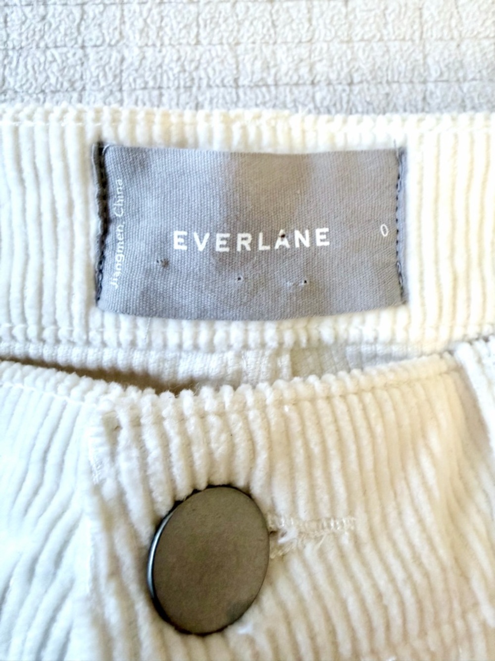 Everlane White Corduroy Straight Leg Pants Size 0 High Rise Minimalist Coastal - Picture 4 of 8